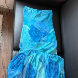 American Threads Blue Strapless Dress